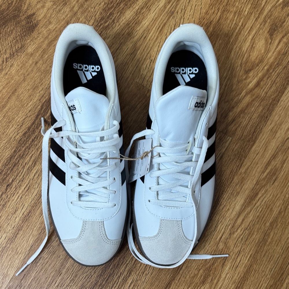 Adidas VL Court Base Classic White and Black Trainers Sneakers